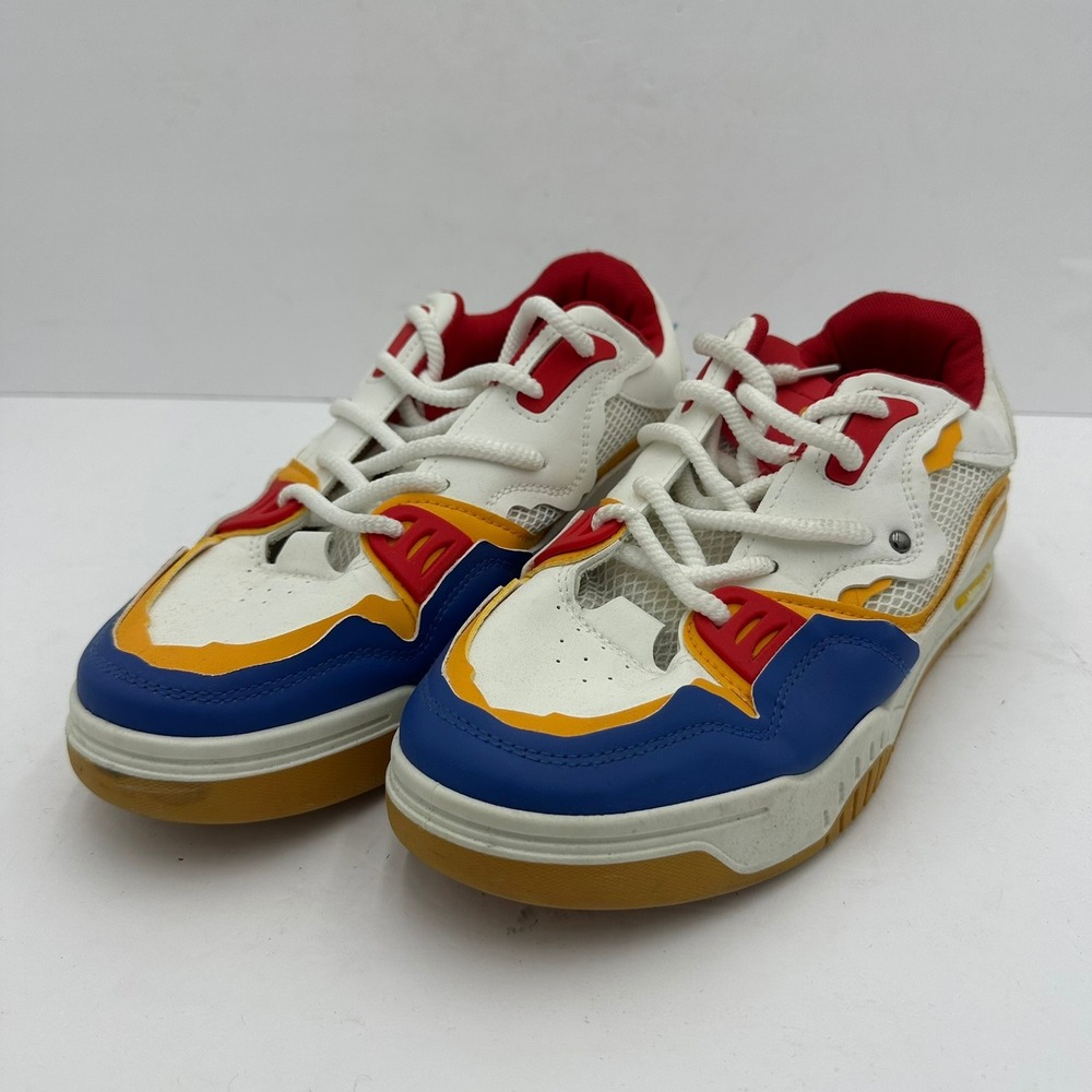 Skoowood Mens Colorblock Low Top Sneakers White Blue Red Yellow Size 45 US 11.5